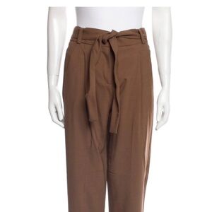 NWT Maje women’s wide leg pants medium high waisted tie waist beige career wear